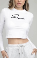 SIKSILK LONG SLEEVE SIGNATURE CROP TEE