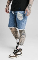 SIKSILK RELAXED FLORAL PIXEL DENIM SHORT