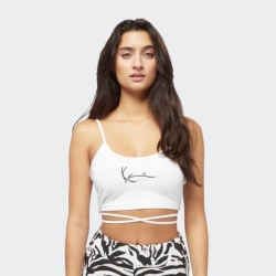 KARL KANI SMALL SIGNATURE CROP LACED TOP