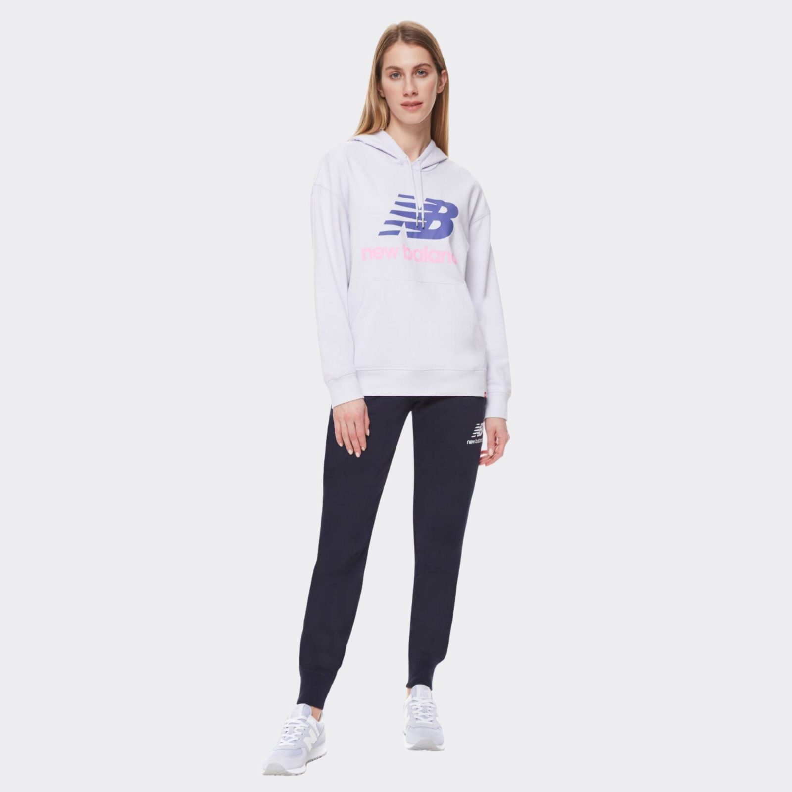 NEW BALANCE ESSENTIALS STACKED LOGO OVERSIZED PULLOVER HOODIE