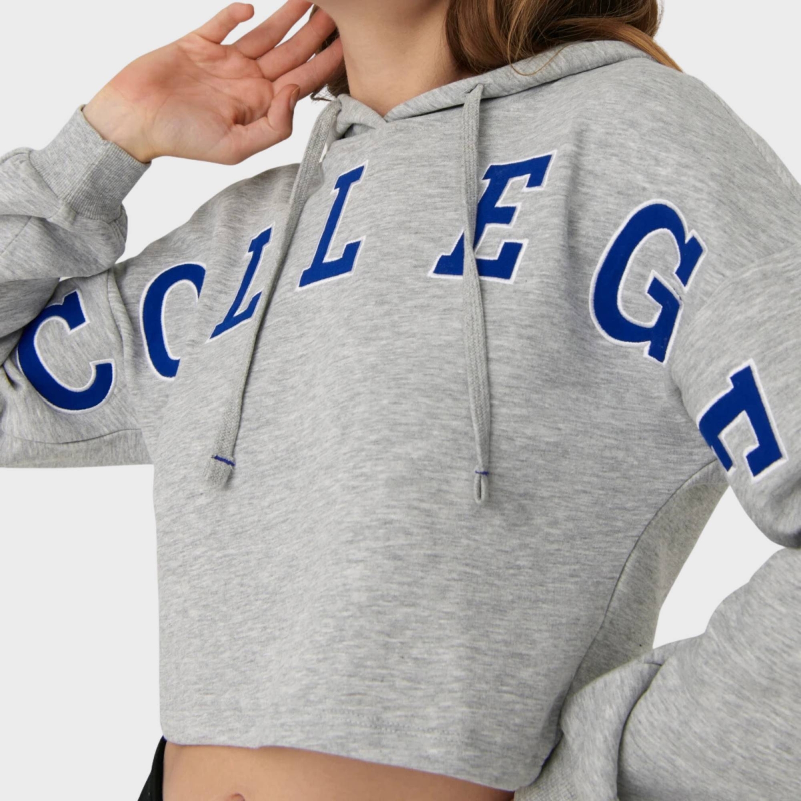 ONLY PLAY COLLEGE CROP BRUSH HOOD SWEAT