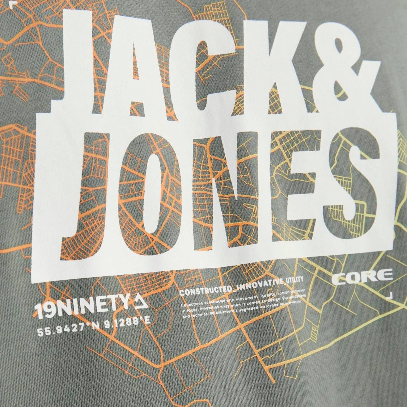 JACK & JONES MAP LOGO TEE CREW NECK