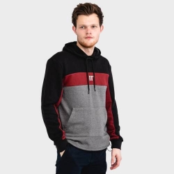 11 DEGREES CUT AND SEW PANELLED PULLOVER HOODIE