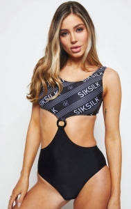 SIKSILK PRINTED CUT OUT SWIMSUIT