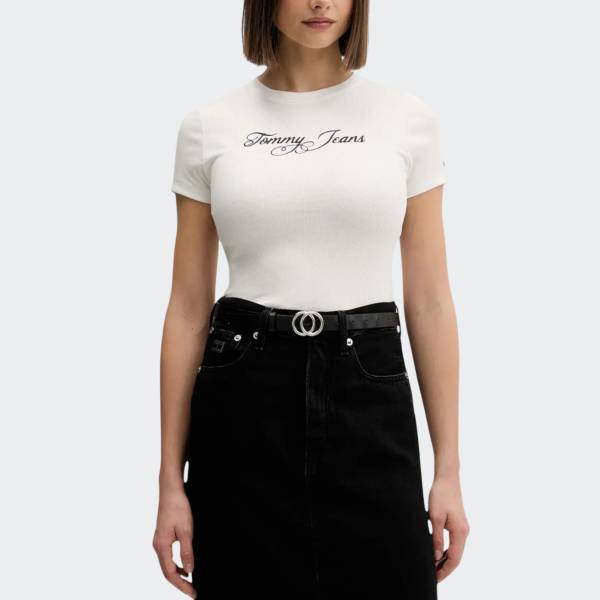 TOMMY JEANS SLIM  ESSENTIAL LOGO RIB TEE
