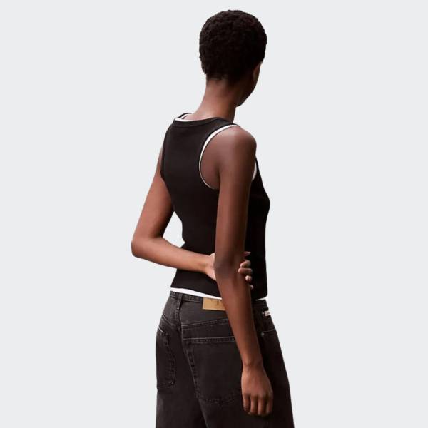 CALVIN KLEIN JEANS WOVEN LABEL 2X2 COTTON RIB TEE