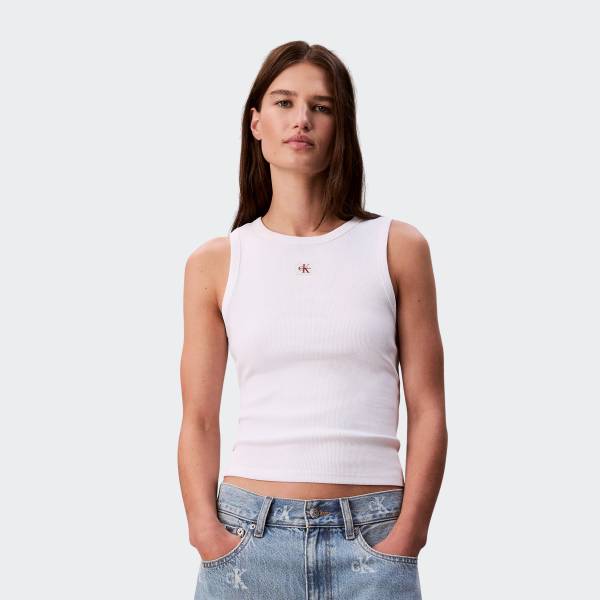 CALVIN KLEIN JEANS WOVEN LABEL 2X2 COTTON RIB TEE