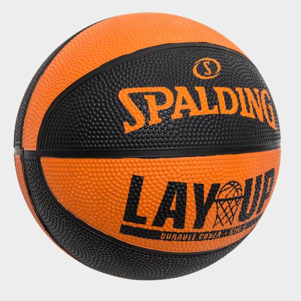 SPALDING LAYUP ORANGE BLACK RUBBER BASKETBALL