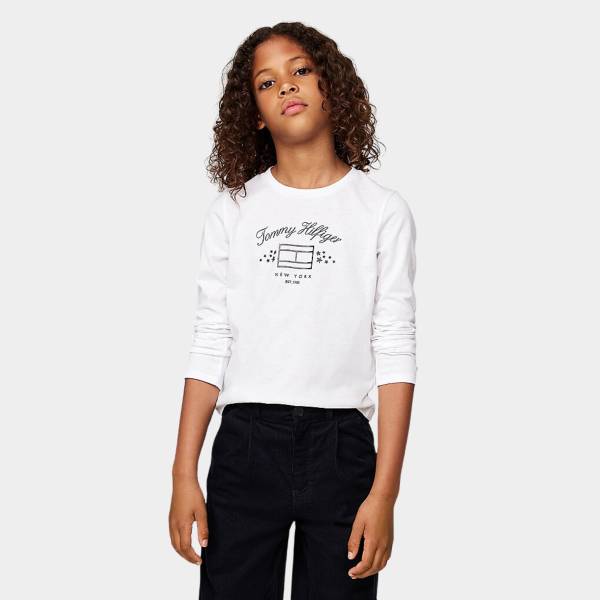 TOMMY HILFIGER GIRLS STARS FLAG PRINT LONGSLEEVE TEE