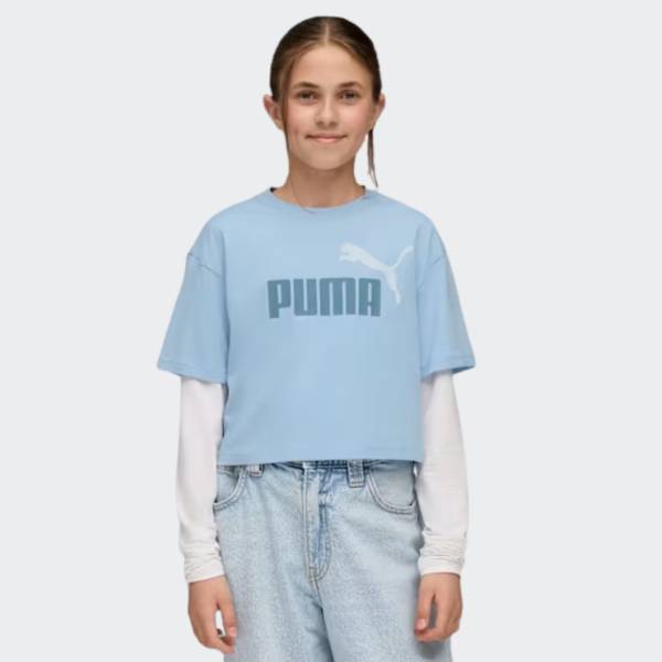 PUMA ESSENTIALS 2 COLOR NO. 1 LOGO  SHORT LENGTH GIRLS TEE