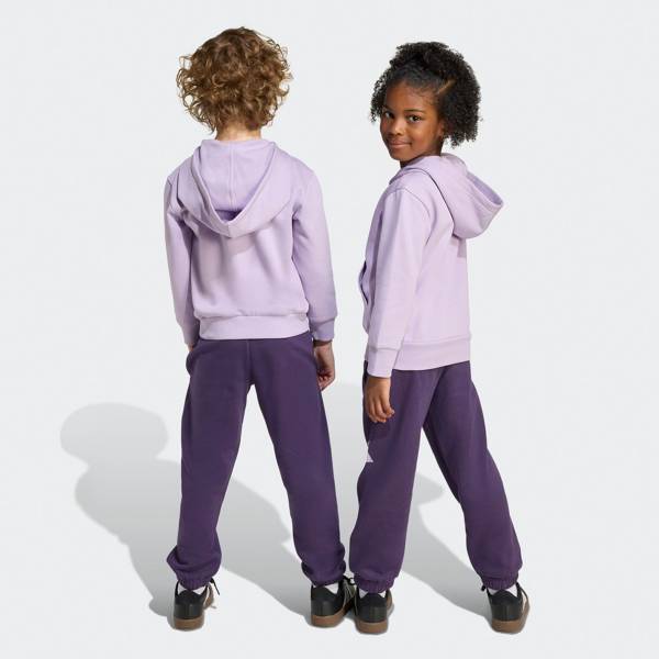 ADIDAS LITTLE GIRLS BIG LOGO FLEECE FULL ZIP TRACKSUIT